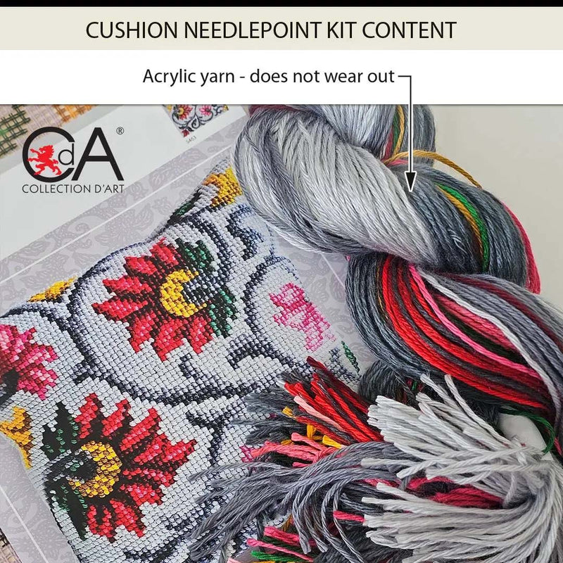 Needlepoint Pillow Kit Fox Cubs - Needlepoint Stamped Needlepoint Kit 16x16"