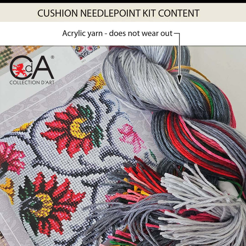 Needlepoint Pillow Kit Bird Colorful Birds - Needlepoint Stamped Needlepoint Kit 16x16"