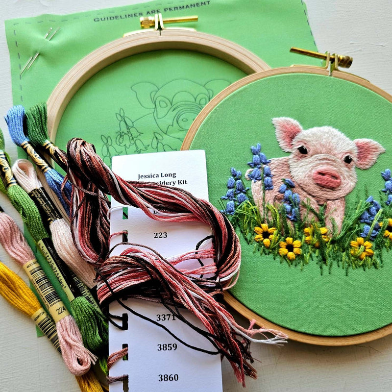 Posing Piglet Embroidery Kit By Jessica Long Embroidery