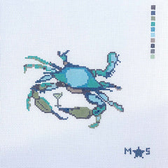 The Janice Martini Crab 18 inch Hand Painted Canvas By Morningstar Stitch