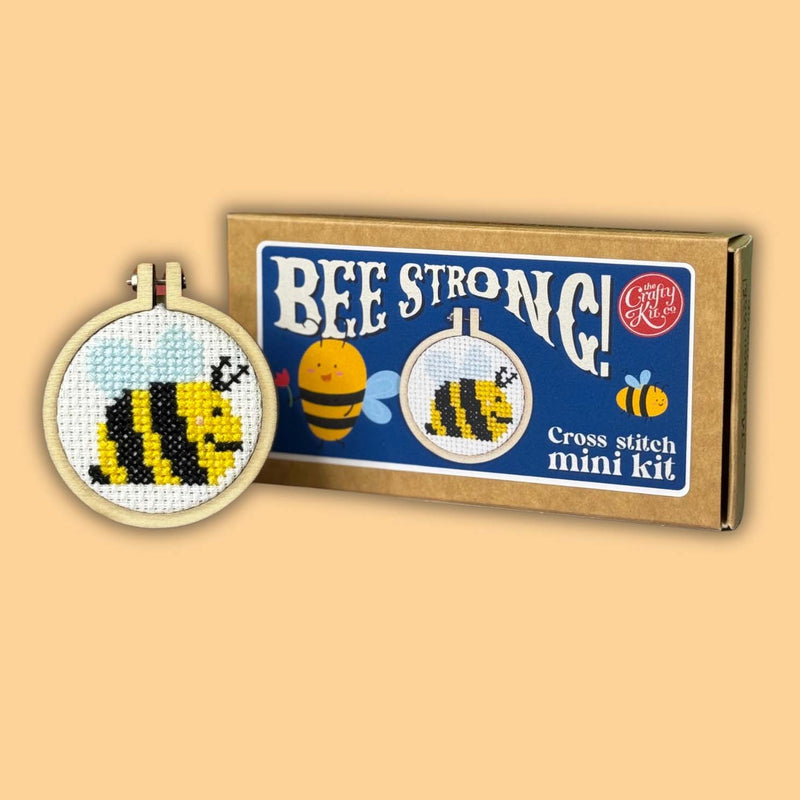 'bee Strong!' Mini Matchbox Cross Stitch Kit Counted Cross Stitch Kit From Craft Kit Company