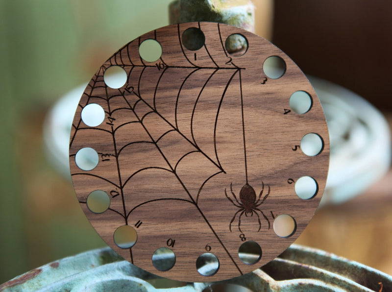 Spider Web Thread Storage Holder - Walnut Wood Embroidery Floss Storage Holder From Sunrise Grove