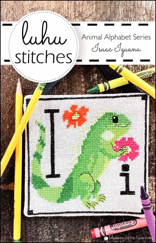 Animal Alphabet Series Isaac Iguana by Lulu Stitches Counted Cross Stitch Pattern