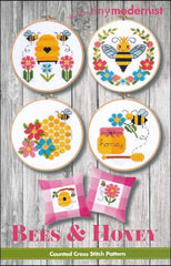 Bees & Honey Chart By The Tiny Modernist Counted Cross Stitch Pattern