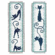 CHEERFUL CATS Vervaco Bookmarks Counted Cross Stitch Kit 2.5"X8" 2/Pkg