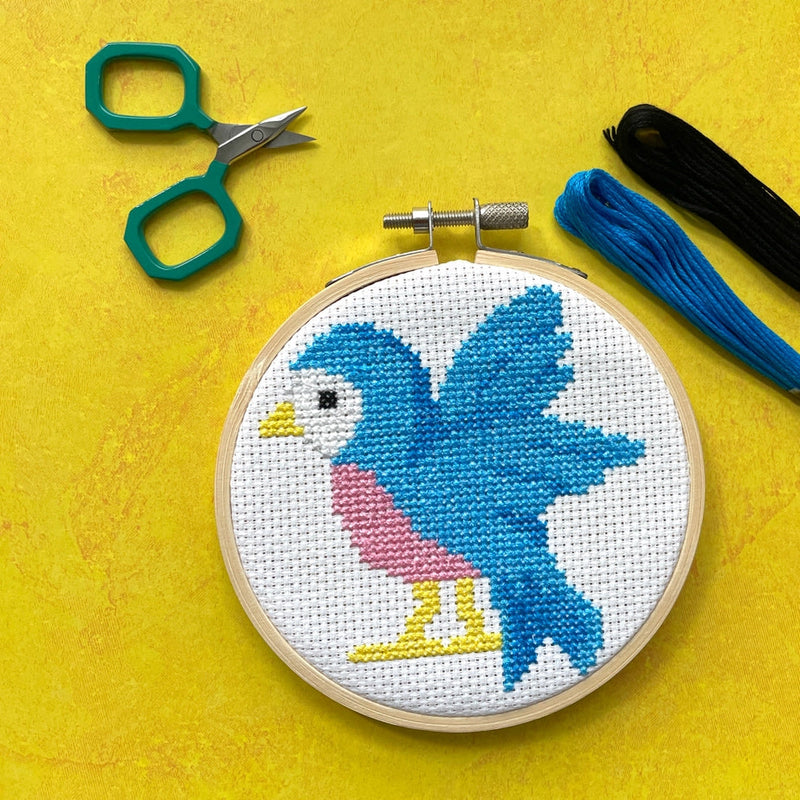 Bluebird By Mary Engelbreit Counted Cross Stitch Diy Kit From Spot Colors