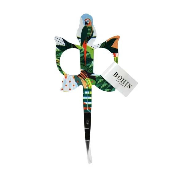 BOHIN JUNGLE BIRDS-PARROT EMBROIDERY SCISSORS-Green