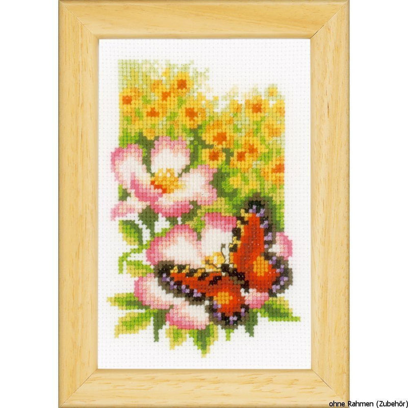 Butterflies & Flowers Mini (18 count) by Vervaco  Counted Cross Stitch Kit-package of 3 Miniatures or Cards