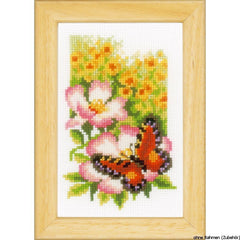 Butterflies & Flowers Mini (18 count) by Vervaco  Counted Cross Stitch Kit-package of 3 Miniatures or Cards