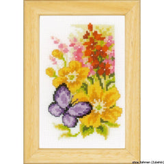 Butterflies & Flowers Mini (18 count) by Vervaco  Counted Cross Stitch Kit-package of 3 Miniatures or Cards