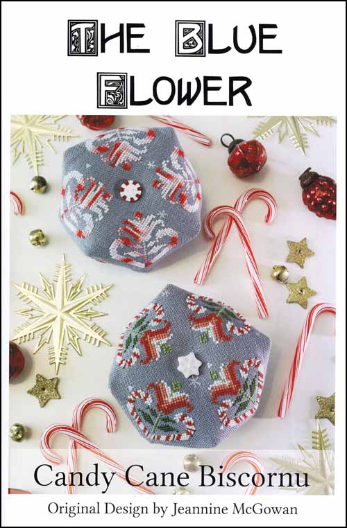 Candy Cane Biscornu by The Blue Flower Counted Cross Stitch Pattern