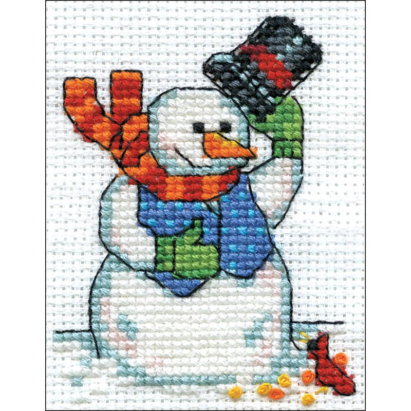 Snowman With a Cardinal by Design Works Counted Cross Stitch Kit 2"X3"