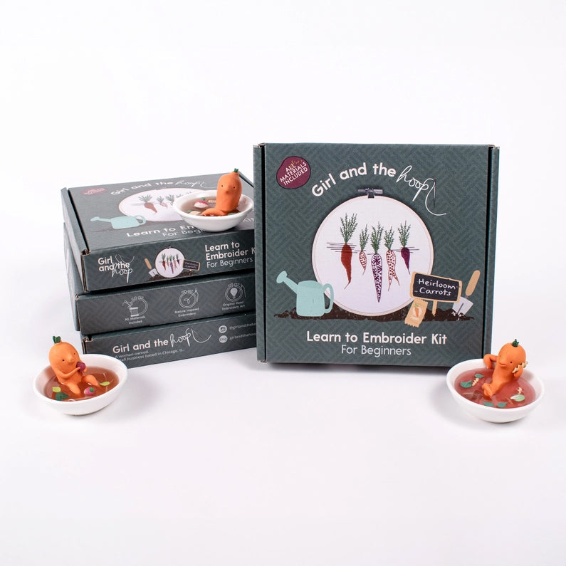 Carrot Embroidery Kit For Beginner Eco-Friendly Gift By Girl and the Hoop