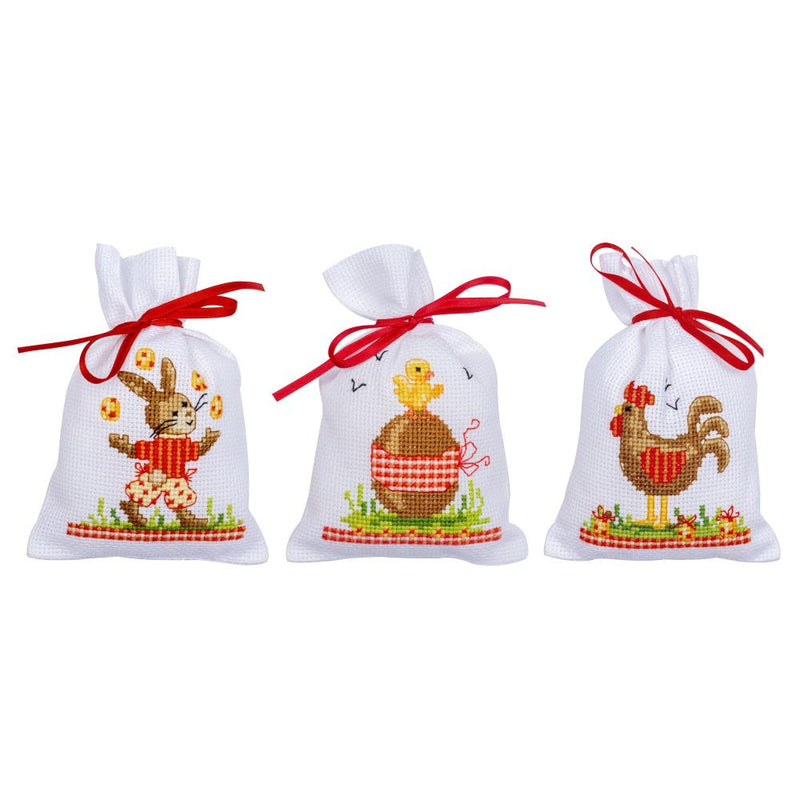 EASTER ANIMALS by Vervaco 3 Sachet Bags Counted Cross Stitch Kit