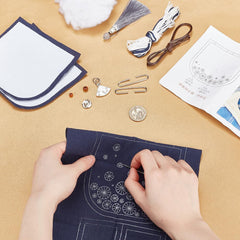 Lotus Leaf Sashiko Coin Purse Sashiko Kit for Beginners Japanese Sashiko Embroidery DIY Kit with Instructions