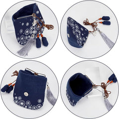 Lotus Leaf Sashiko Coin Purse Sashiko Kit for Beginners Japanese Sashiko Embroidery DIY Kit with Instructions