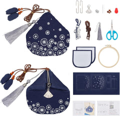 Lotus Leaf Sashiko Coin Purse Sashiko Kit for Beginners Japanese Sashiko Embroidery DIY Kit with Instructions