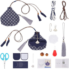 Circles and Diamonds Sashiko Coin Purse Sashiko Kit for Beginners Japanese Sashiko Embroidery DIY Kit with Instructions