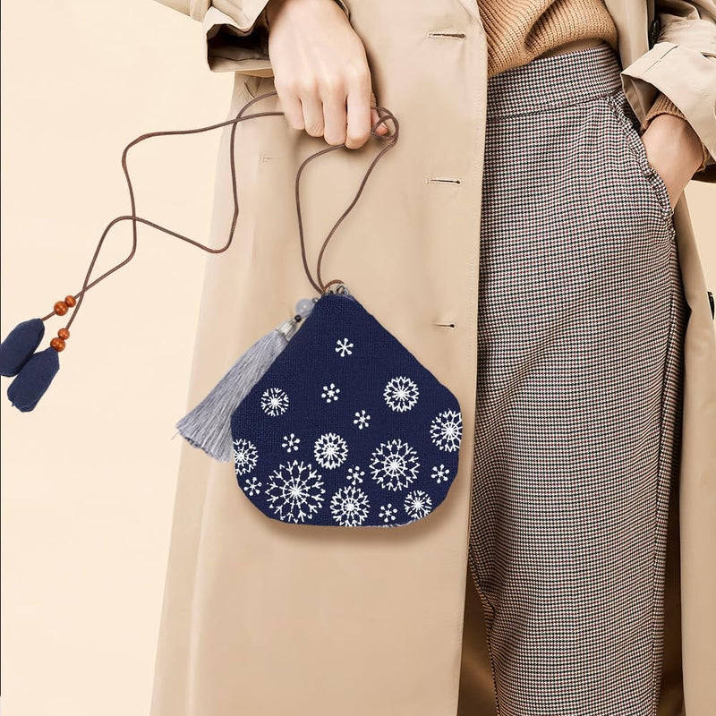 Snow Flakes Sashiko Coin Purse Sashiko Kit for Beginners Japanese Sashiko Embroidery DIY Kit with Instructions