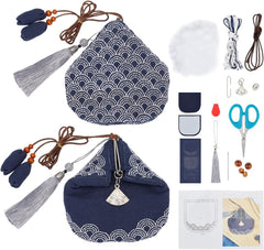 Waves Sashiko Coin Purse Sashiko Kit for Beginners Japanese Sashiko Embroidery DIY Kit with Instructions