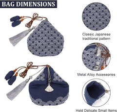 Waves Sashiko Coin Purse Sashiko Kit for Beginners Japanese Sashiko Embroidery DIY Kit with Instructions