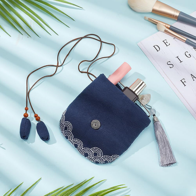 Waves Sashiko Coin Purse Sashiko Kit for Beginners Japanese Sashiko Embroidery DIY Kit with Instructions