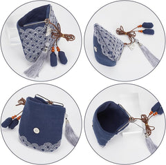 Waves Sashiko Coin Purse Sashiko Kit for Beginners Japanese Sashiko Embroidery DIY Kit with Instructions
