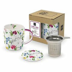 Flower Power Gift Boxed Tea Mug with Lid and Strainer by from PPD