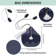 Persimmon Flower Sashiko Coin Purse Sashiko Kit for Beginners Japanese Sashiko Embroidery DIY Kit with Instructions
