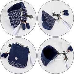 Persimmon Flower Sashiko Coin Purse Sashiko Kit for Beginners Japanese Sashiko Embroidery DIY Kit with Instructions