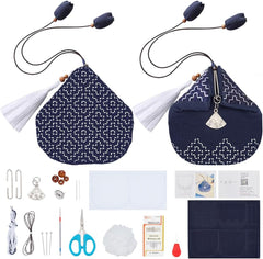 Persimmon Flower Sashiko Coin Purse Sashiko Kit for Beginners Japanese Sashiko Embroidery DIY Kit with Instructions
