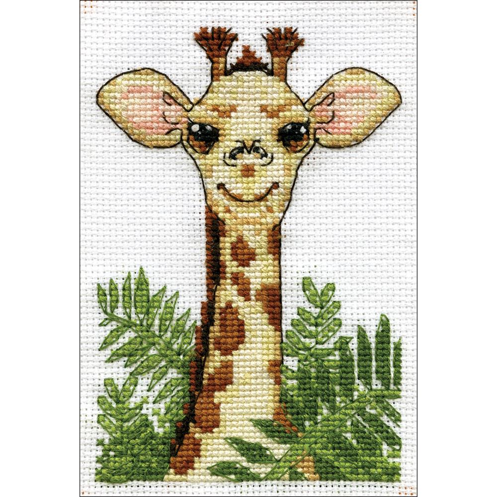 stitch & mat giraffedesign works counted cross stitch kit 3"x4