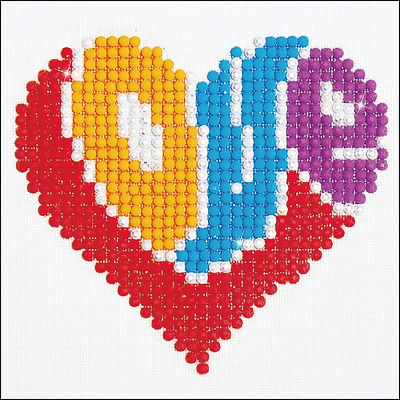 LOVE-HEART Diamond Art Kit with Frame 4"X4" by Diamond Dotz