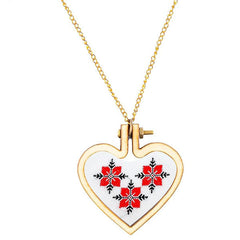 Heart Shaped Mini Wood Embroidery Hoop Pendant Ornament Decoration-1.57 inch diameter