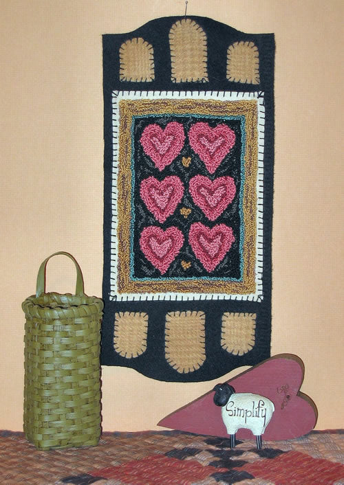 Homespun Hearts Punch Needle Pattern from Linda Myers Designs