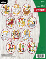 Twelve Days of Christmas Bucilla Counted Cross Stitch Kit 12 Ornaments by Bucilla