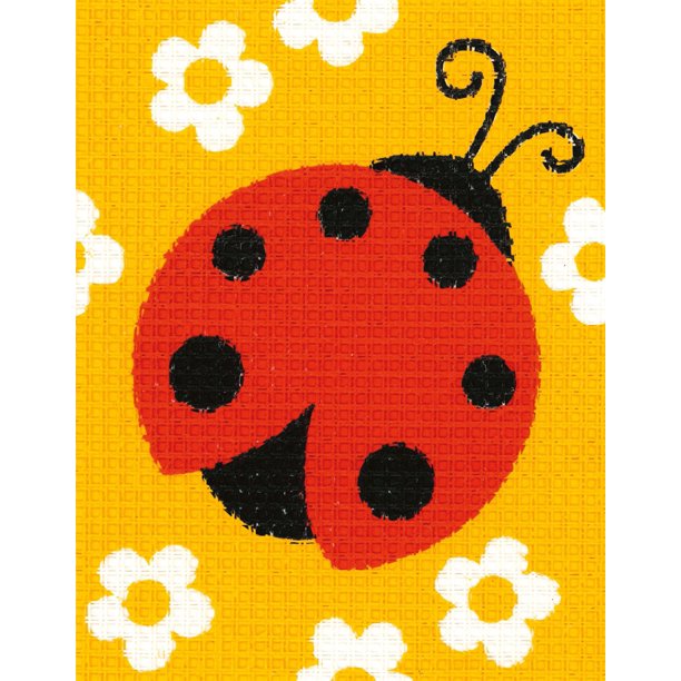 LADY BUG Vervaco Stamped Canvas Kit 5"X6.4"