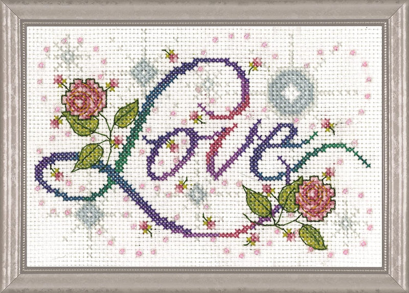 LOVE SAMPLER by Design Works Counted Cross Stitch Kit 3"X4.5"