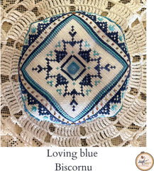 Loving Blue Biscornu by MTV Designs Counted Cross Stitch Pattern