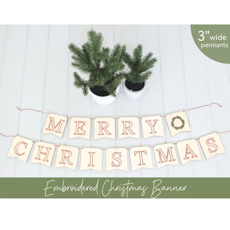 Merry Christmas Banner ORNAMENT EMBROIDERY KIT By HNB House Embroidery