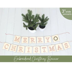 Merry Christmas Banner ORNAMENT EMBROIDERY KIT By HNB House Embroidery