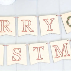 Merry Christmas Banner ORNAMENT EMBROIDERY KIT By HNB House Embroidery