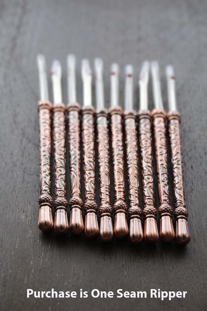 Metal Ripper Antique Copper Metal Engraved Seam Ripper | The Artful Needleworker
