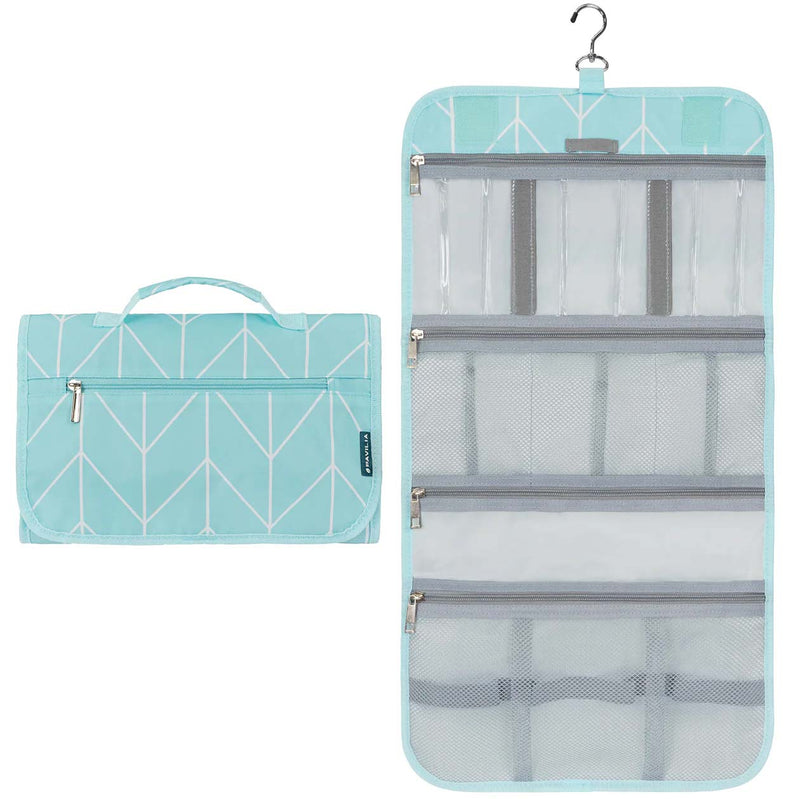 Deluxe Hanging Organizer Bag- 4 Inner Sections- Sewing Supply Organizer with Pockets By Pavilia-Teal Chevrons