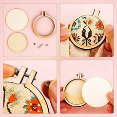 Mini Wood Embroidery Hoop Pendant Ornament Decoration-1.18 inch diameter