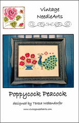 Poppycock Peacock by Vintage NeedleArts Counted Cross Stitch Pattern