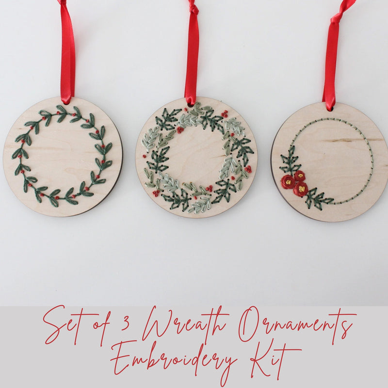Set of 3 ORNAMENT EMBROIDERY KIT By HNB House Embroidery