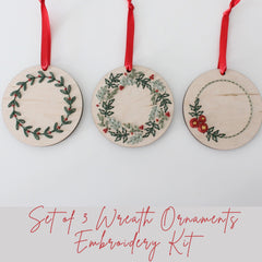 Set of 3 ORNAMENT EMBROIDERY KIT By HNB House Embroidery