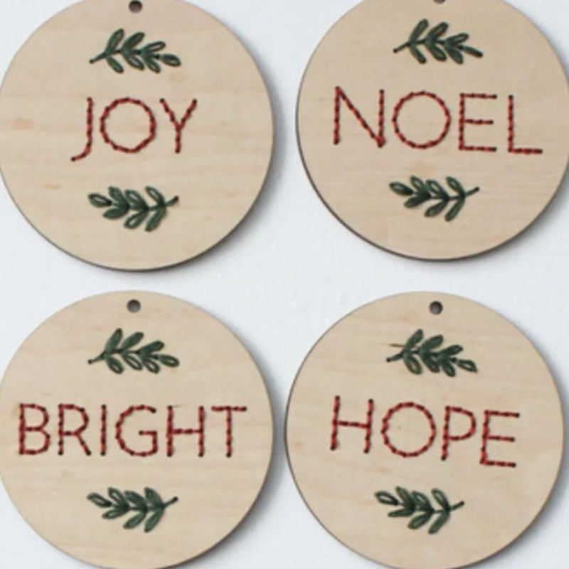 Set of 9 Holiday Word Ornaments ORNAMENT EMBROIDERY KIT By HNB House Embroidery