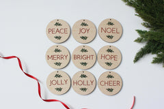 Set of 9 Holiday Word Ornaments ORNAMENT EMBROIDERY KIT By HNB House Embroidery